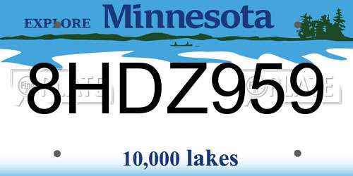 8HDZ959 Minnesota License Plate
