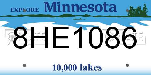8HE1086 Minnesota License Plate