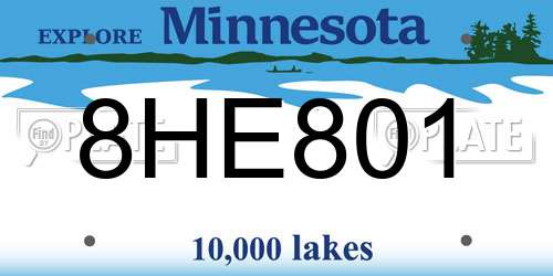 8HE801 Minnesota License Plate