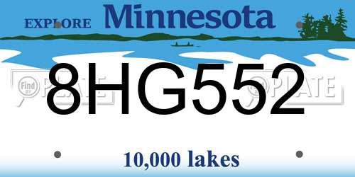 8HG552 Minnesota License Plate