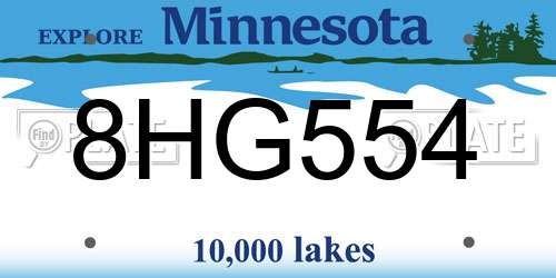 8HG554 Minnesota License Plate