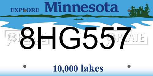 8HG557 Minnesota License Plate