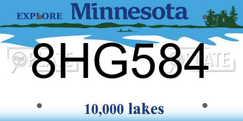 8HG584 Minnesota License Plate