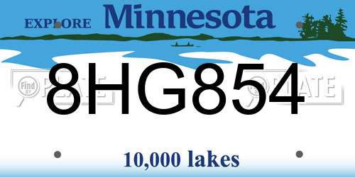8HG854 Minnesota License Plate