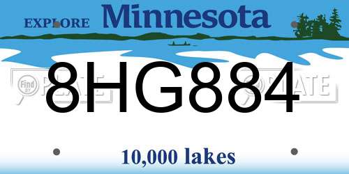 8HG884 Minnesota License Plate