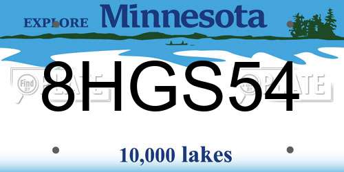 8HGS54 Minnesota License Plate