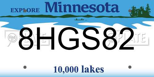 8HGS82 Minnesota License Plate