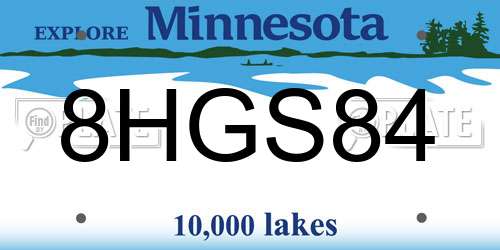 8HGS84 Minnesota License Plate