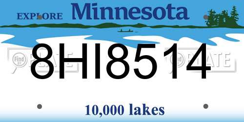 8HI8514 Minnesota License Plate