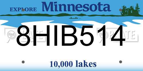 8HIB514 Minnesota License Plate