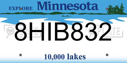 8HIB832 Minnesota License Plate