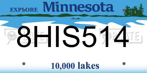 8HIS514 Minnesota License Plate