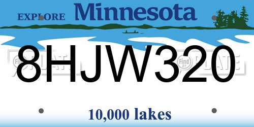 8HJW320 Minnesota License Plate