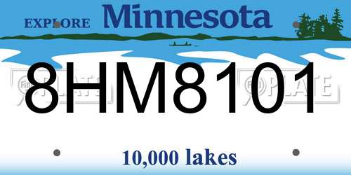 8HM8101 Minnesota License Plate