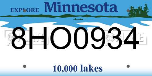 8HO0934 Minnesota License Plate