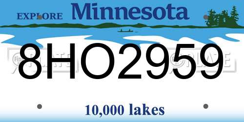 8HO2959 Minnesota License Plate