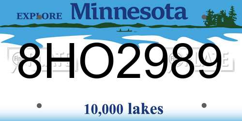 8HO2989 Minnesota License Plate