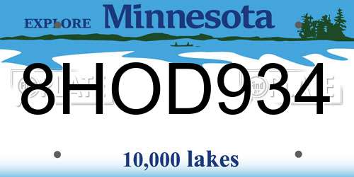 8HOD934 Minnesota License Plate