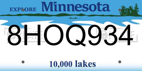 8HOQ934 Minnesota License Plate