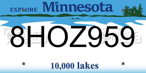 8HOZ959 Minnesota License Plate