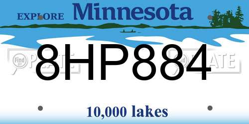 8HP884 Minnesota License Plate