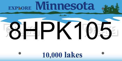 8HPK105 Minnesota License Plate