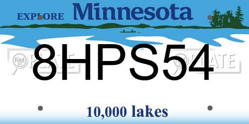 8HPS54 Minnesota License Plate