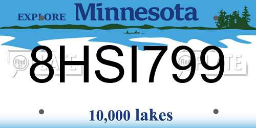 8HSI799 Minnesota License Plate