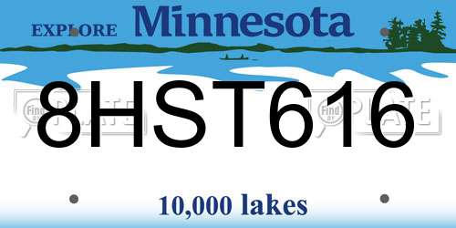 8HST616 Minnesota License Plate