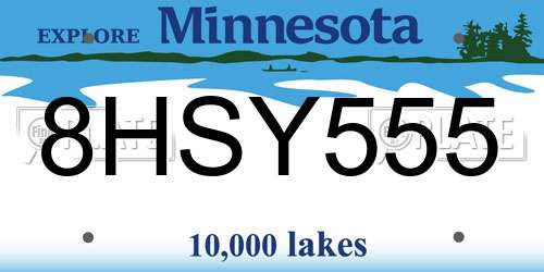 8HSY555 Minnesota License Plate