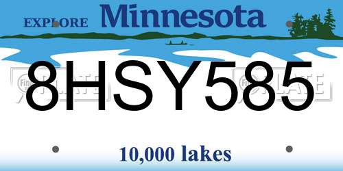 8HSY585 Minnesota License Plate