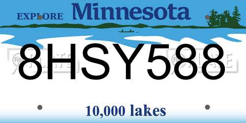 8HSY588 Minnesota License Plate