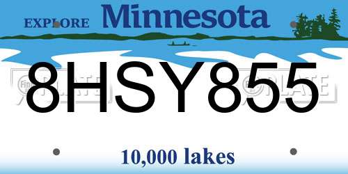 8HSY855 Minnesota License Plate