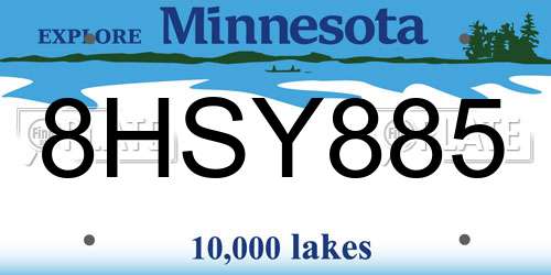8HSY885 Minnesota License Plate