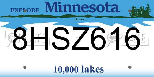 8HSZ616 Minnesota License Plate