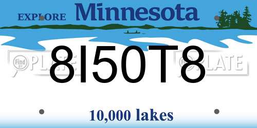8I50T8 Minnesota License Plate