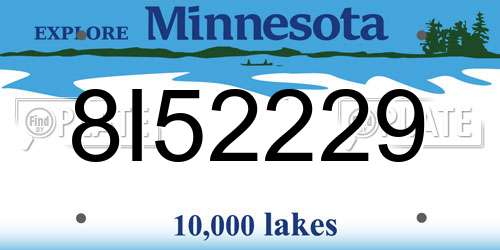 8I52229 Minnesota License Plate