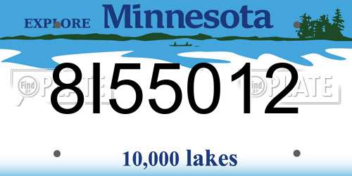 8I55012 Minnesota License Plate