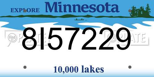 8I57229 Minnesota License Plate