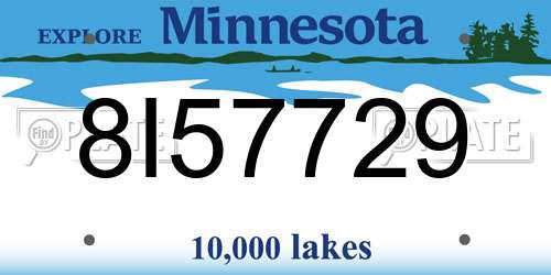 8I57729 Minnesota License Plate