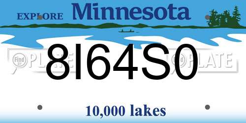 8I64S0 Minnesota License Plate