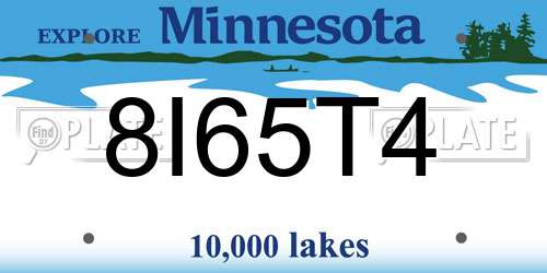 8I65T4 Minnesota License Plate