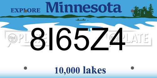 8I65Z4 Minnesota License Plate