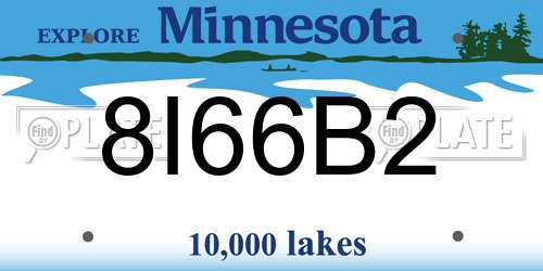 8I66B2 Minnesota License Plate