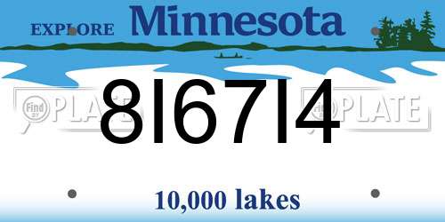 8I67I4 Minnesota License Plate