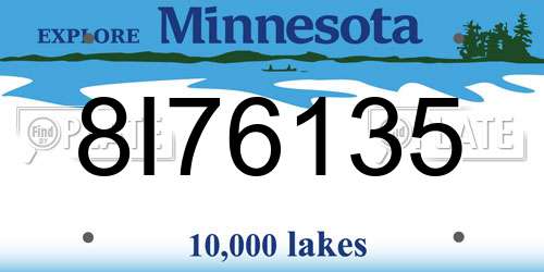 8I76135 Minnesota License Plate