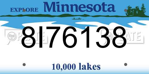 8I76138 Minnesota License Plate
