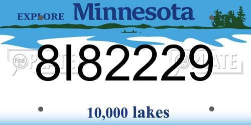 8I82229 Minnesota License Plate