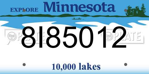 8I85012 Minnesota License Plate