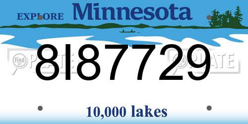 8I87729 Minnesota License Plate